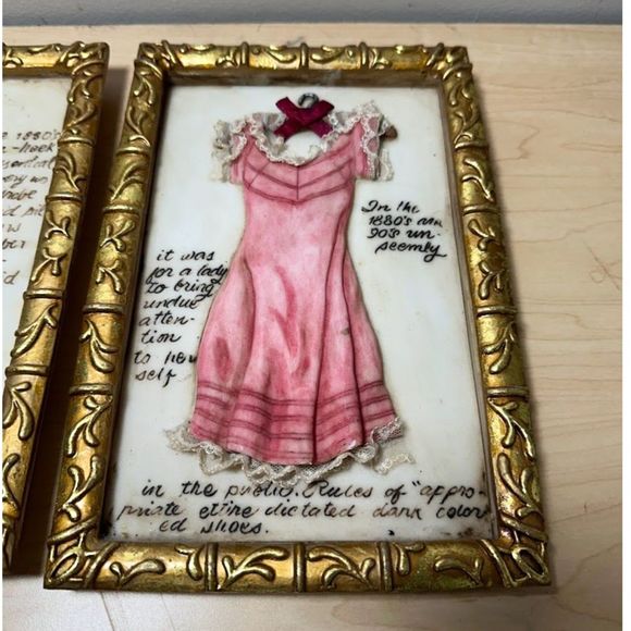 Vintage Victorian Framed Relief Porcelain Bisque Plaque Wall Decor Set (2) - Picture 2 of 11